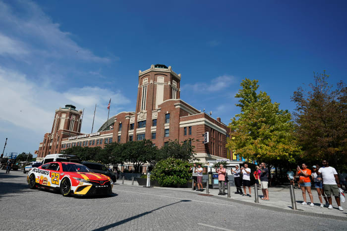 Fans were revved up when Bubba Wallace took a 'victory lap' around the city after Tuesday's announcement. Photo by Patrick McDermott/Getty Images.
